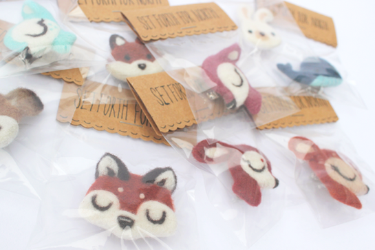 Needle felted brooches