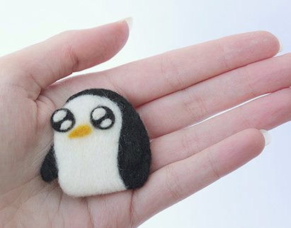 Gunter penguin Adventure Time needle felt brooch fanart craft
