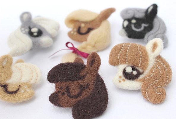Needle felted pony brooches